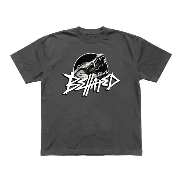 Charcoal grey t-shirt featuring the Behated band logo printed on the front.