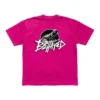 Pink grey t-shirt featuring the Behated band logo printed on the front.