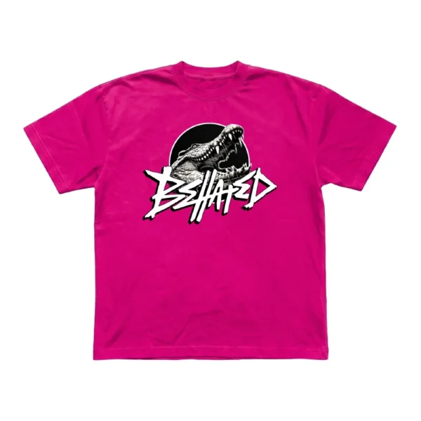 Pink grey t-shirt featuring the Behated band logo printed on the front.