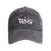Enzyme-washed orange Fuzigish dad cap with white and black embroidered logo on the front - Front view