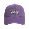 Enzyme-washed orange Fuzigish dad cap with white and black embroidered logo on the front - Front view