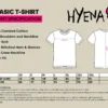 Hyena 165 Basic T-Shirt size guide and garment specifications.