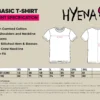 Hyena 220 Basic T-Shirt size guide and garment specifications.
