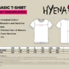 Hyena 220 Basic T-Shirt size guide and garment specifications.