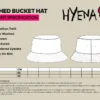 Hyena Enzyme Washed Bucket Hat garment specification and size chart image.
