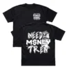 Black Need Money For Tren t-shirt showing both the front chest logo and the detailed trenbolone back graphic.
